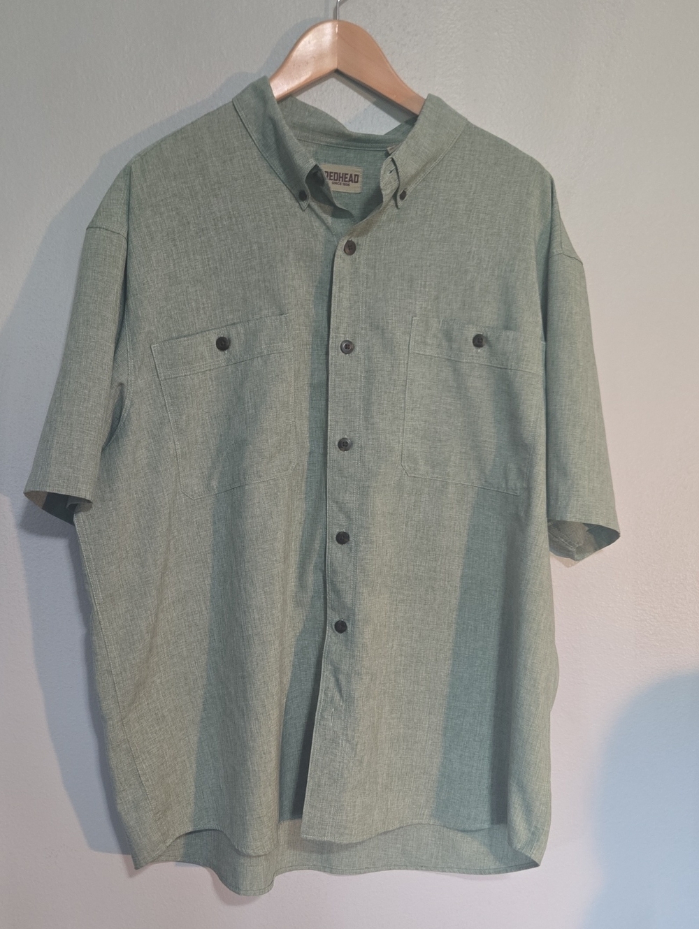 RedHead Men’s Short-Sleeve Button-Down Shirt in Sage Green Un Size Xxl